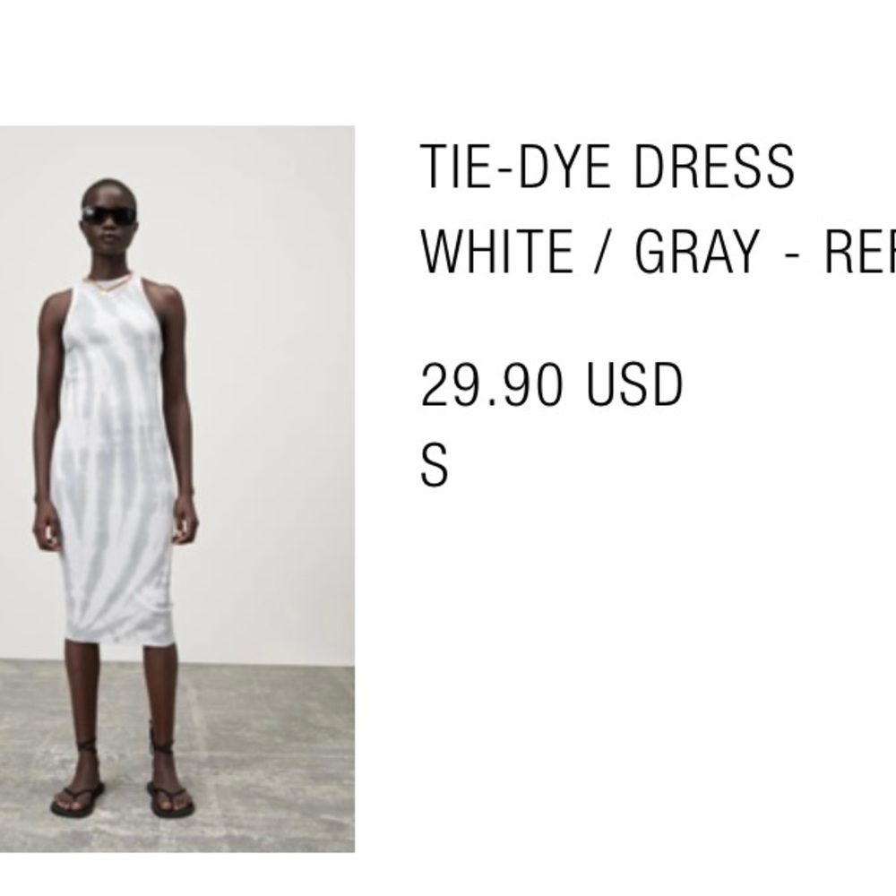 Zara Tie Dye Gray/White Midi Dress